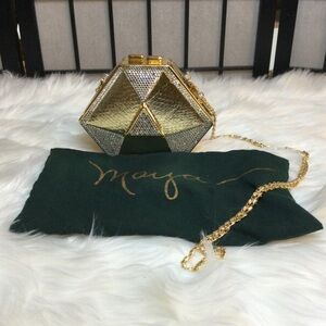 Maya Gold Bling Hexagon Clutch With Dustbag